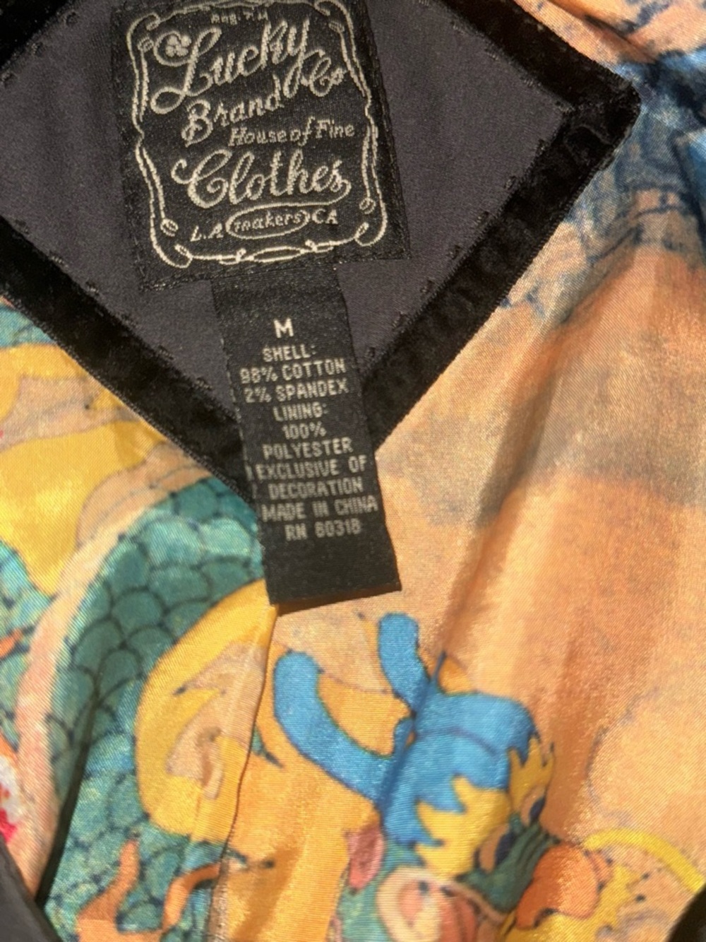 Lucky Brand Black Utility Jacket with Embroidered Crane Motif - Picture 5 of 5